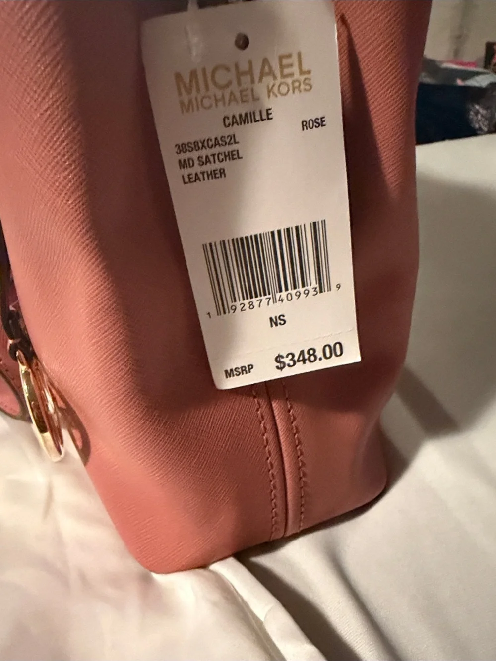 Michael Kors Coral Pink Saffiano Leather Satchel with Gold Hardware